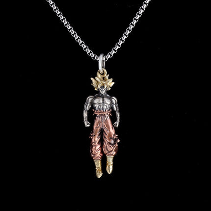 Super Saiyan Warrior Pendant Necklace – Anime Inspired Fighter Necklace | Powerful Manga Collectible Jewelry