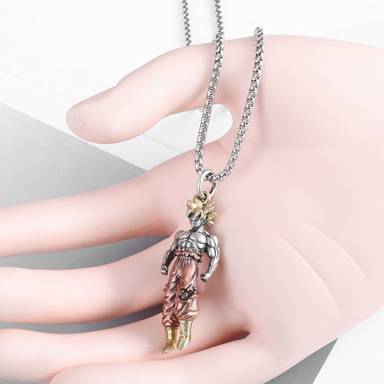 Super Saiyan Warrior Pendant Necklace – Anime Inspired Fighter Necklace | Powerful Manga Collectible Jewelry