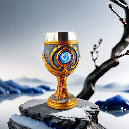 Mystic Frost Rune Goblet – Fantasy Stainless Steel Beer Mug | Medieval Gaming Chalice for Collectors