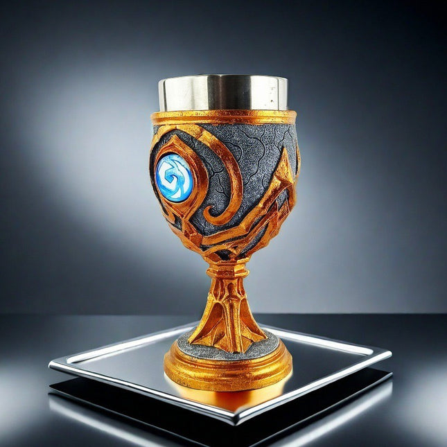 Mystic Frost Rune Goblet – Fantasy Stainless Steel Beer Mug | Medieval Gaming Chalice for Collectors