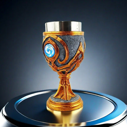 Mystic Frost Rune Goblet – Fantasy Stainless Steel Beer Mug | Medieval Gaming Chalice for Collectors