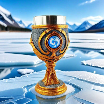 Mystic Frost Rune Goblet – Fantasy Stainless Steel Beer Mug | Medieval Gaming Chalice for Collectors