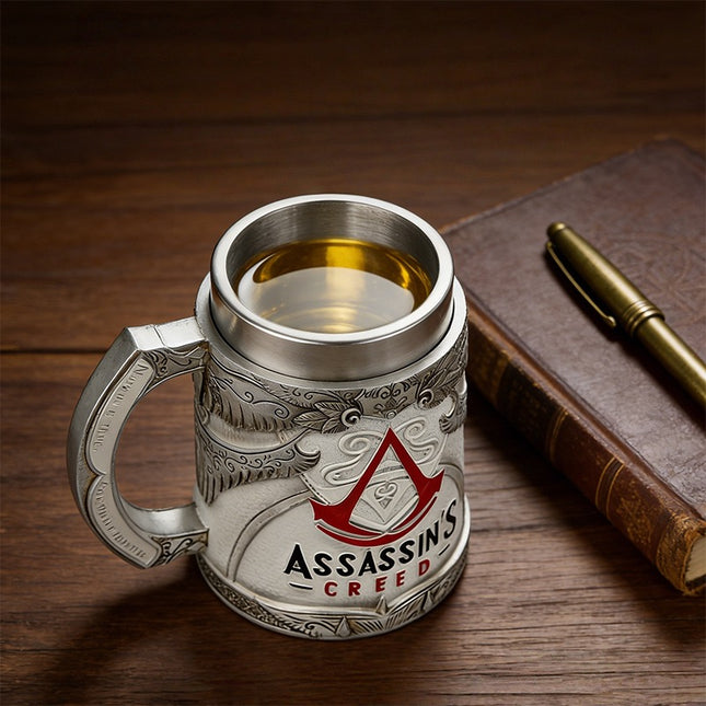 Assassin's Creed Viking Beer Mug – Stainless Steel Tankard for Gamers | Medieval Gaming Collectible Mug