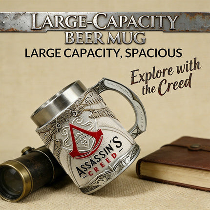 Assassin's Creed Viking Beer Mug – Stainless Steel Tankard for Gamers | Medieval Gaming Collectible Mug