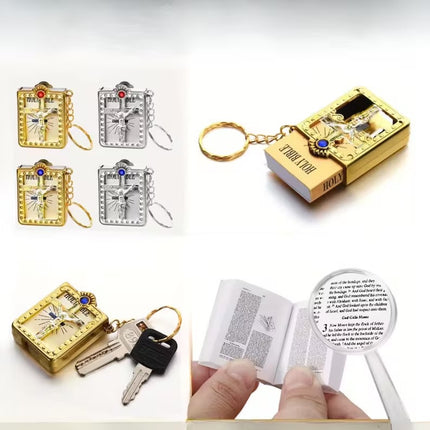 Mini Holy Bible Keychain – Pocket Bible Keyring with Real Scripture Pages | Christian Religious Gift & Faith Keepsake
