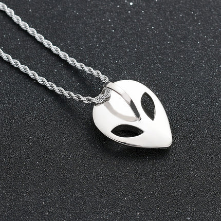 Iced Alien Head Pendant Necklace – Crystal UFO Alien Necklace | Gold & Silver Cosmic Statement Jewelry