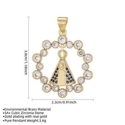 Virgin Mary Religious Necklace – Gold Crystal Catholic Pendant Collection | Our Lady of Aparecida Charm