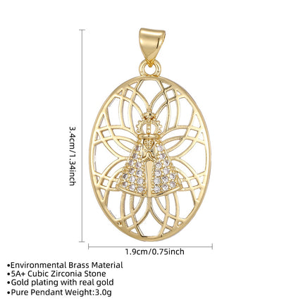 Virgin Mary Religious Necklace – Gold Crystal Catholic Pendant Collection | Our Lady of Aparecida Charm