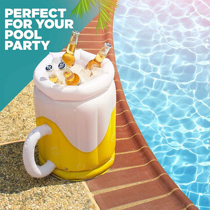 Inflatable Beer Mug Cooler Bucket – Floating Ice Beverage Holder for Pool Parties, BBQs, Beach Trips & Summer Gatherings