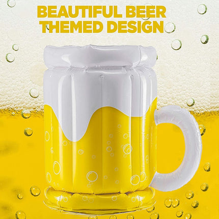 Inflatable Beer Mug Cooler Bucket – Floating Ice Beverage Holder for Pool Parties, BBQs, Beach Trips & Summer Gatherings