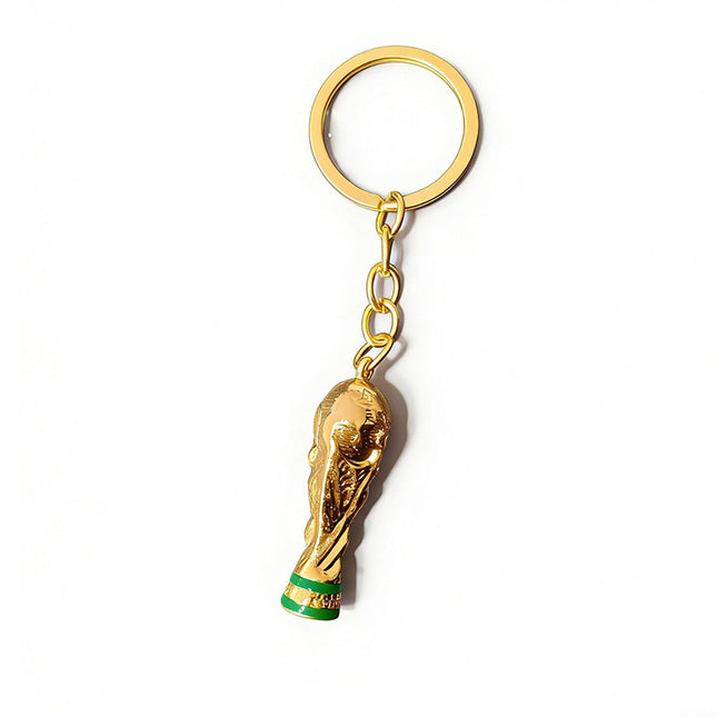 World Cup Trophy Keychain – Mini Championship Trophy Key Ring | Soccer Fan Collectible Gold Metal Keychain Gift