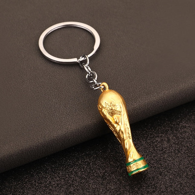 World Cup Trophy Keychain – Mini Championship Trophy Key Ring | Soccer Fan Collectible Gold Metal Keychain Gift