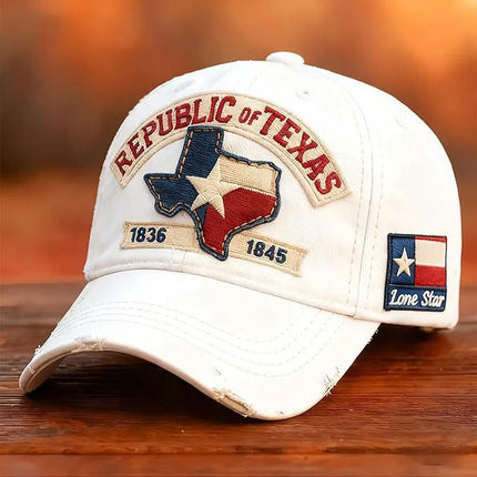 Republic of Texas Baseball Cap – Vintage Texas Flag Dad Hat | Adjustable Embroidered Lone Star State Snapback Cap for Men & Women