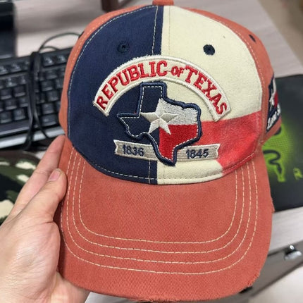 Republic of Texas Baseball Cap – Vintage Texas Flag Dad Hat | Adjustable Embroidered Lone Star State Snapback Cap for Men & Women