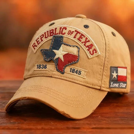 Republic of Texas Baseball Cap – Vintage Texas Flag Dad Hat | Adjustable Embroidered Lone Star State Snapback Cap for Men & Women