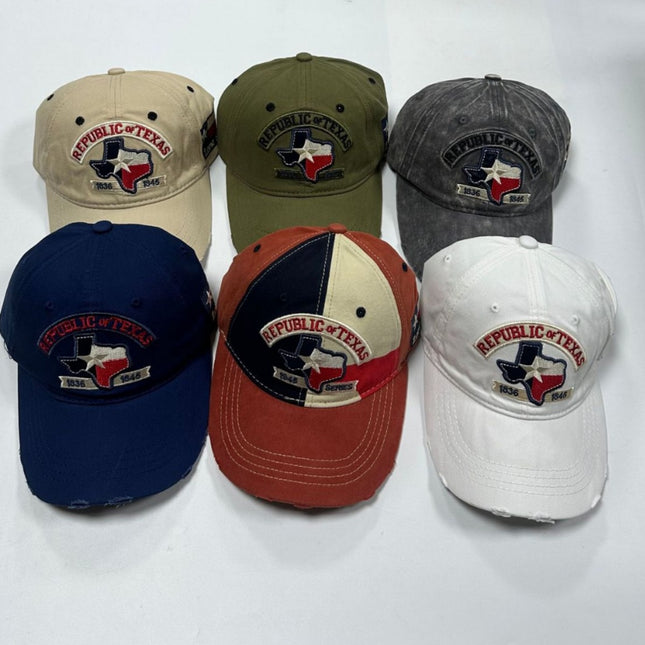 Republic of Texas Baseball Cap – Vintage Texas Flag Dad Hat | Adjustable Embroidered Lone Star State Snapback Cap for Men & Women