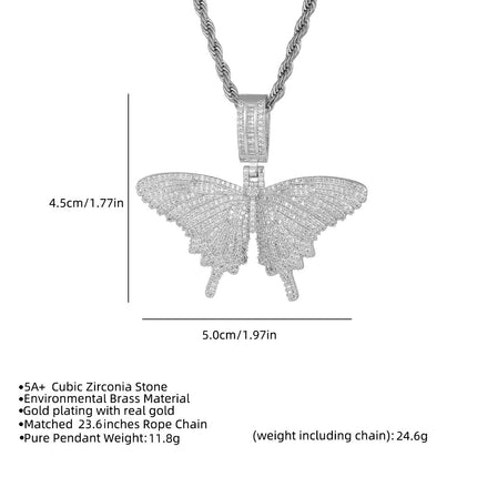 Iced Out Butterfly Necklace – Diamond Butterfly Pendant Chain | Hip Hop CZ Crystal Butterfly Jewelry for Men & Women