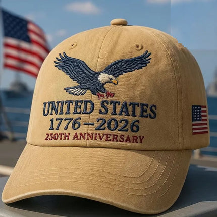 USA 250th Anniversary Baseball Cap – 1776–2026 Patriotic American Flag Hat | Fourth of July Adjustable Dad Cap for Men & Women