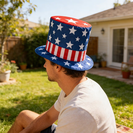 write me title and description for these cowboy hats USA patriotism