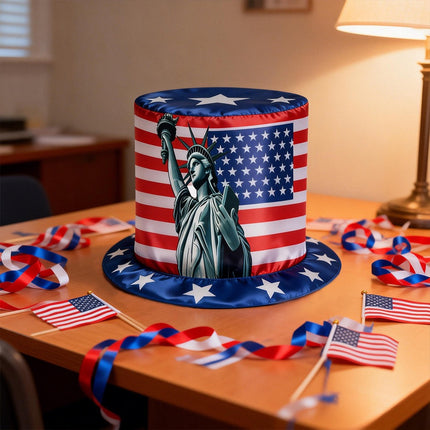 write me title and description for these cowboy hats USA patriotism