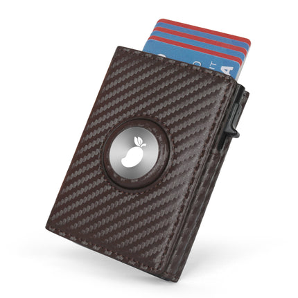 Carbon Fiber AirTag Wallet for Men – RFID Blocking Anti-Theft Slim Bifold Wallet with Pop-Up Card Holder & AirTag Slot
