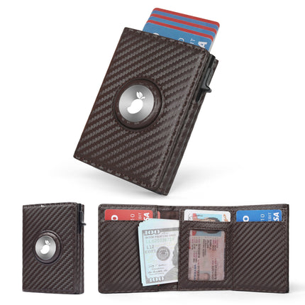 Carbon Fiber AirTag Wallet for Men – RFID Blocking Anti-Theft Slim Bifold Wallet with Pop-Up Card Holder & AirTag Slot