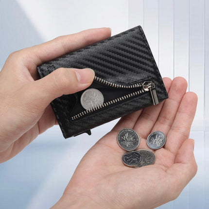 Carbon Fiber AirTag Wallet for Men – RFID Blocking Anti-Theft Slim Bifold Wallet with Pop-Up Card Holder & AirTag Slot