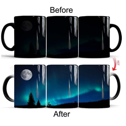 Aurora Borealis Magic Color-Changing Mug – Northern Lights Heat Reveal Coffee Cup | Thermochromic Ceramic Mug for Coffee & Tea Lovers