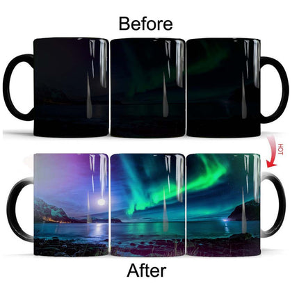 Aurora Borealis Magic Color-Changing Mug – Northern Lights Heat Reveal Coffee Cup | Thermochromic Ceramic Mug for Coffee & Tea Lovers