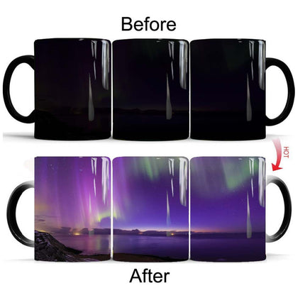 Aurora Borealis Magic Color-Changing Mug – Northern Lights Heat Reveal Coffee Cup | Thermochromic Ceramic Mug for Coffee & Tea Lovers
