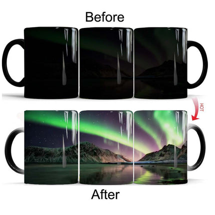 Aurora Borealis Magic Color-Changing Mug – Northern Lights Heat Reveal Coffee Cup | Thermochromic Ceramic Mug for Coffee & Tea Lovers