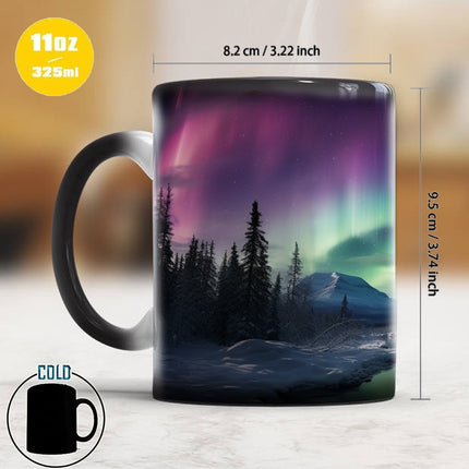 Aurora Borealis Magic Color-Changing Mug – Northern Lights Heat Reveal Coffee Cup | Thermochromic Ceramic Mug for Coffee & Tea Lovers