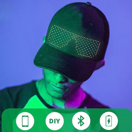 Smart LED Display Baseball Cap – App-Controlled Customizable Light-Up Hat with Programmable Scrolling Text, Animations & DIY Messages