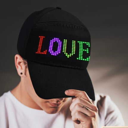 Smart LED Display Baseball Cap – App-Controlled Customizable Light-Up Hat with Programmable Scrolling Text, Animations & DIY Messages