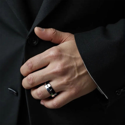 Men’s Stainless Steel Spinner Ring – Mechanical Gear Fidget Ring for Stress Relief, Anxiety Reduction & Everyday Style