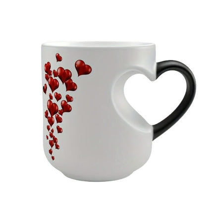 Color Changing Heart Coffee Mug – Magic Heat Reveal Ceramic Mug with Hidden Love Design & Heart-Shaped Handle