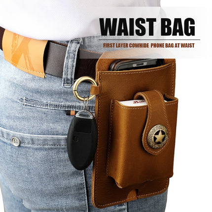 Vintage Leather Belt Wallet – Multi-Functional Waist Pouch with Phone Holder, Card Organizer & Key Clip for Men