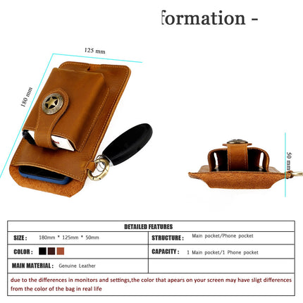 Vintage Leather Belt Wallet – Multi-Functional Waist Pouch with Phone Holder, Card Organizer & Key Clip for Men