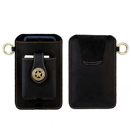 Vintage Leather Belt Wallet – Multi-Functional Waist Pouch with Phone Holder, Card Organizer & Key Clip for Men