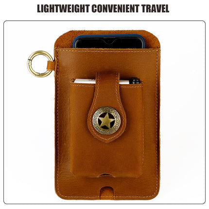 Vintage Leather Belt Wallet – Multi-Functional Waist Pouch with Phone Holder, Card Organizer & Key Clip for Men