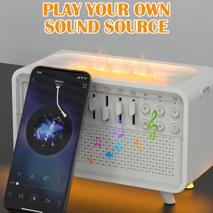 Smart Aroma Diffuser & White Noise Machine – Essential Oil Humidifier with Nature Sounds, Sleep Aid, Ambient Flame Light & Music Speaker
