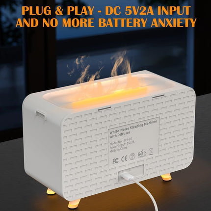 Smart Aroma Diffuser & White Noise Machine – Essential Oil Humidifier with Nature Sounds, Sleep Aid, Ambient Flame Light & Music Speaker