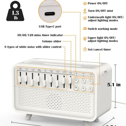 Smart Aroma Diffuser & White Noise Machine – Essential Oil Humidifier with Nature Sounds, Sleep Aid, Ambient Flame Light & Music Speaker