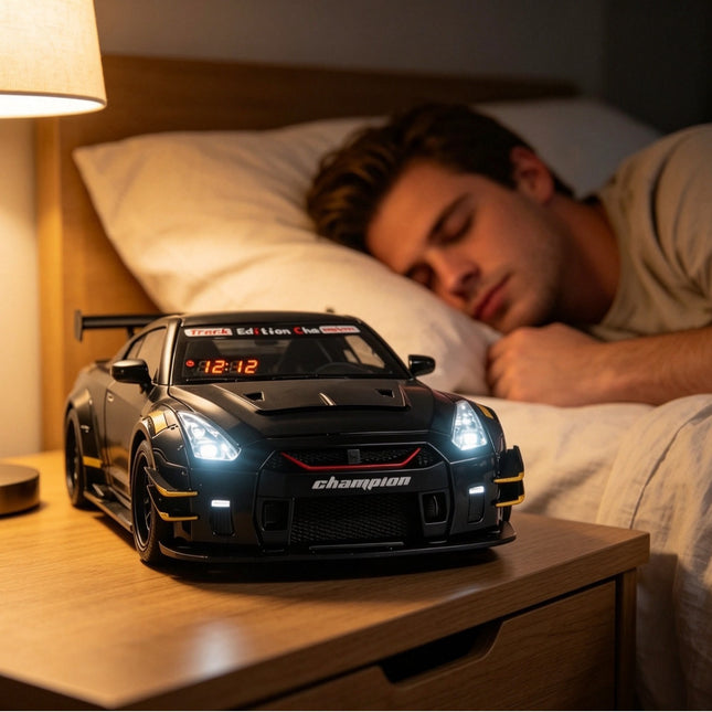 Super Sports Car Alarm Clock – Realistic Supercar Design with Real Engine & Exhaust Sound, LED Digital Clock, Cool Gift for Car Enthusiasts