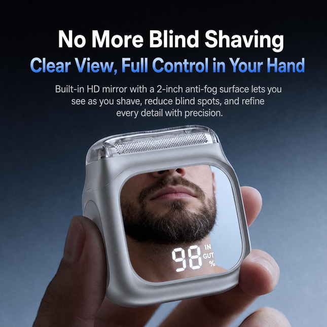 Portable Electric Shaver with Mirror Display, Type-C Rechargeable Mini Razor for Travel
