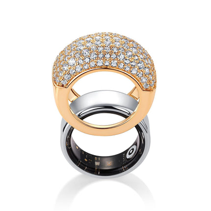 Rhinestone Oura Ring Cover, Sparkling CZ Protector Case (Gold/Silver)