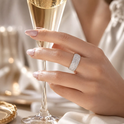 Rhinestone Oura Ring Cover, Sparkling CZ Protector Case (Gold/Silver)