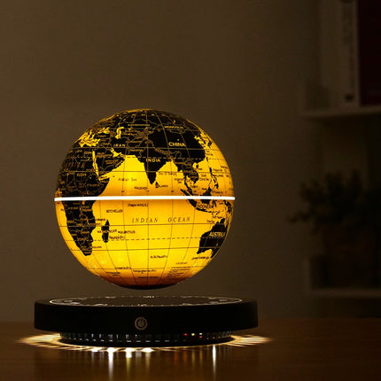 Magnetic Levitating Globe with Illuminated Gold World Map & Clock Base