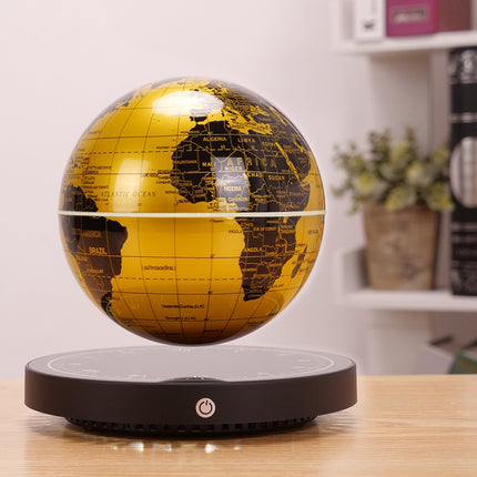 Magnetic Levitating Globe with Illuminated Gold World Map & Clock Base