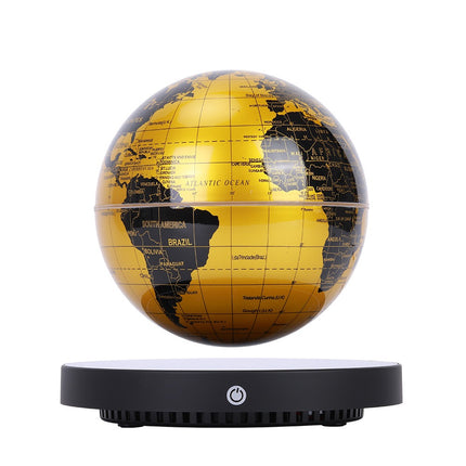 Magnetic Levitating Globe with Illuminated Gold World Map & Clock Base